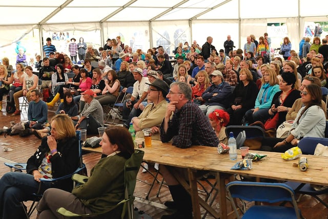 The audience in one of the tents in 2012
