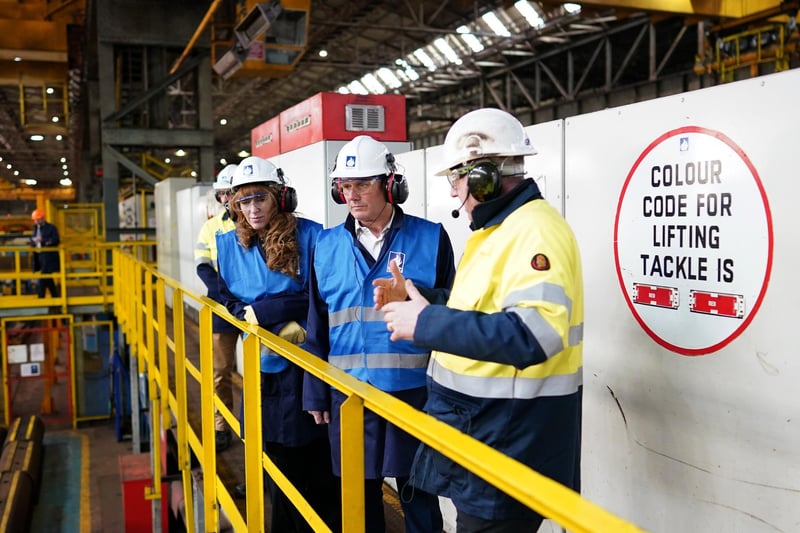 The politicians are given a tour at Liberty Steel in Hartlepool.
