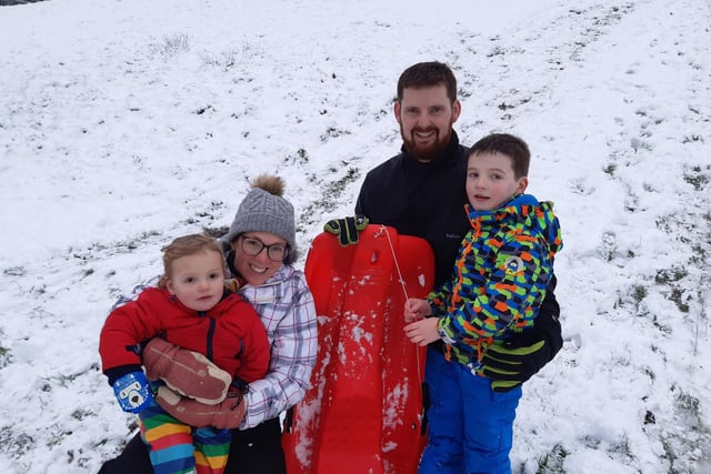 The Hamilton family making the most of the snow in Sheffield
