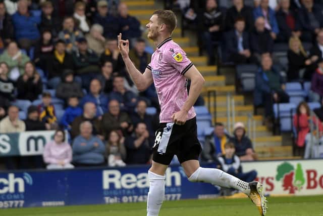Michael Smith celebrates his third and hattrick goal for Sheffield Wednesday. (Steve Ellis)