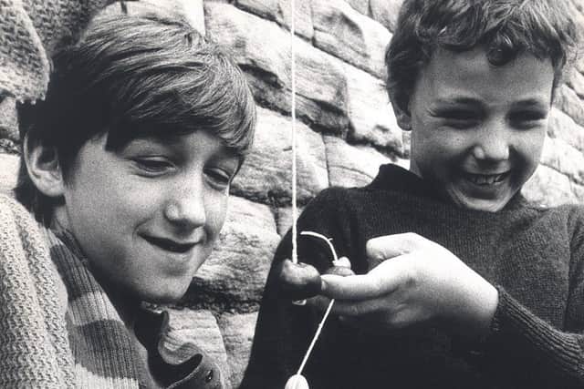 ConkersKevin Hutchinson and Mark Dawes of Crookesmoor Junior School.24 September 1974.