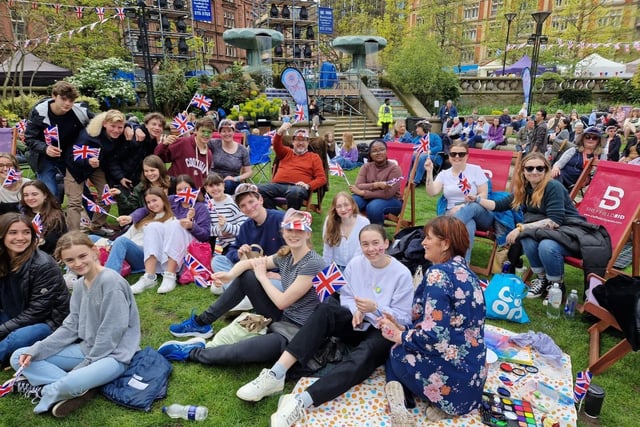 A large group from Mount St Mary's College, a morning school, turned out at Sheffield's Peace Gardens to watch the coronation on the big screen. A representative from the group said it was made up of pupils from countries around the world including Spain, China, Chile and Mexico.