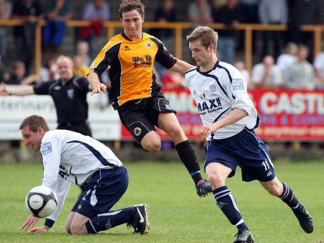 Danny Sleath (back) graduated from the Mansfield Town youth academy and signed his first professional contract in the summer of 2006. He failed to establish himself, and made only 14 appearances over two seasons before playing for a number of non-league sides.