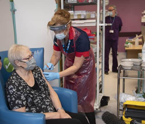 Patient Trixie Walker receiving the Covid-19 vaccine at the Northern General Hospital in Sheffield (Pooled picture by Andy Stenning-Daily Mirror)