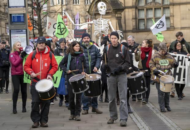 Extinction Rebellion outside Sheffield Town Hall exactly one year on from when Sheffield City Council declared a climate emergency. Picture Scott Merrylees
