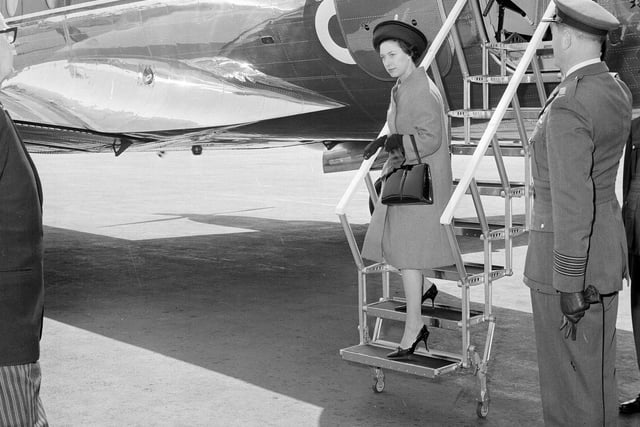 Princess Margaret arrives at Turnhouse Airport in June 1965.