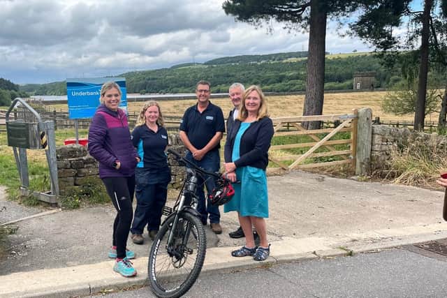 Members of the Stocksbridge Towns Deal Board at Underbank Reservoir. Far left is Miriam Cates, MP for Penistone and Stocksbridge, and far right is local councillor Julie Grocutt. 