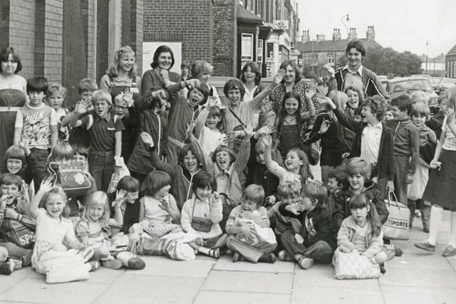 Children on a summer playscheme in 1980, pictured in Avenue Road. It is believed they were waiting for a bus at the time. Photo: Hartlepool Museum Service.