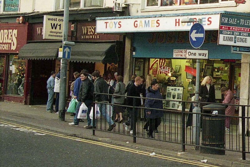 A 1998 street view of Holmeside including men's clothing shop West One which was a favourite of Wearside Echoes followers Gary Pearn, Gary Richardson, and Neil Hutchinson.