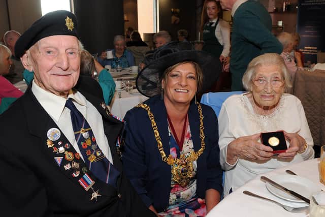 The then-Lord Mayor with D-Day Cryil Elliott and Mabel Taylor at a Superjam event. Picture: Andrew Roe