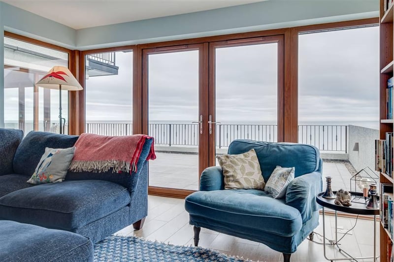 Lounge with sea views.