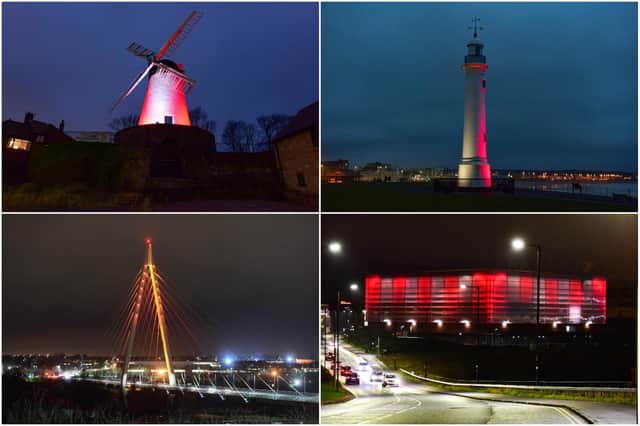 Sunderland landmarks illuminated to mark the 20th anniversary of the Foundation of Light