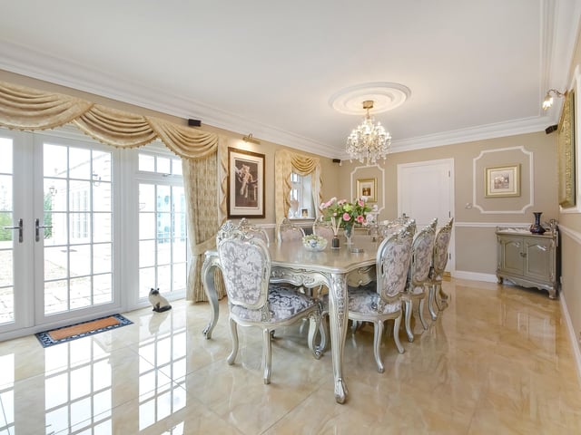 This huge five-bedroom Portsdown Hill home in Portsmouth is up for raffle. Pictured is the property's dining room.