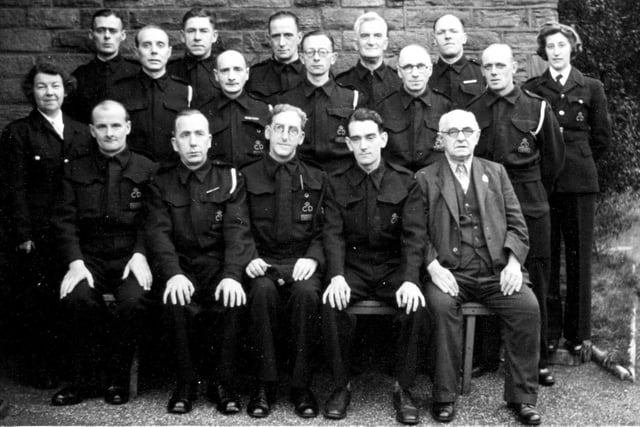 This was taken at Meersbrook Bank Methodist Chapel where Ivy and Len Torr were among these Air Raid Precautions (ARP) wardens during World War 2