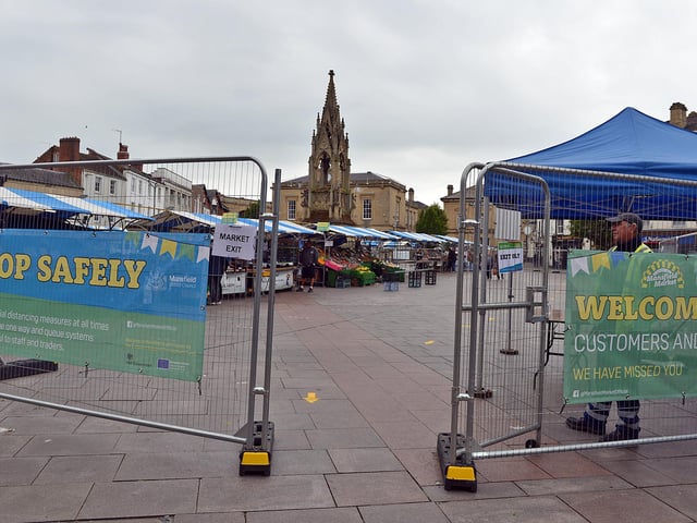 Mansfield Market open again after lockdown measures are eased.