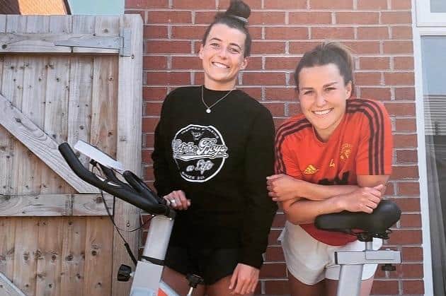 Manchester United defender Amy Turner and her partner Angharad James, who plays for Reading
