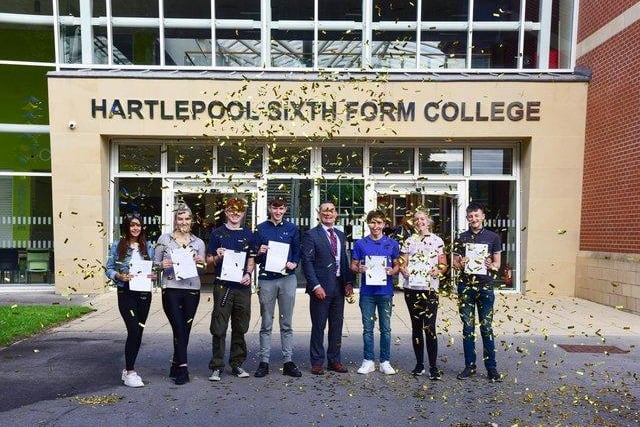 Successful A-level students at Hartlepool Sixth Form College.