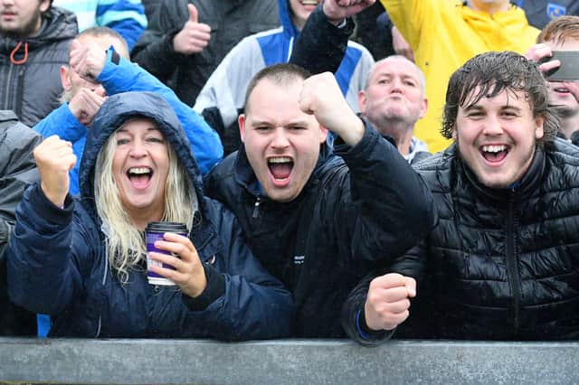 Portsmouth fans during the EFL Sky Bet League 1 match between Bristol Rovers and Portsmouth at the Memorial Stadium, Bristol, England on 26 October 2019.