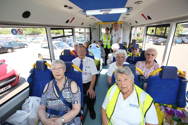 Jon Broad - driver for Clowne and District Community Transport, picture middle left with a bus full of service users