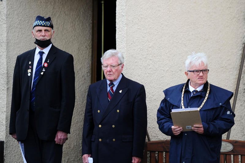 Provost Billy Buchanan addresses the veterans during Grangemouth Armed Forces Day