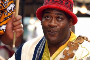 Group called Bonglove Arts perform at the Corn Exchange in 2004. Guitarist Ainsley Pine.
