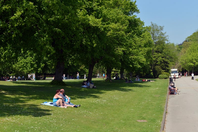 Families enjoy Chesterfield's Queen's Park.