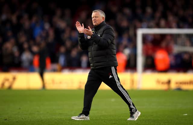 Sheffield United manager Chris Wilder applauds the fans after the Brighton draw: Tim Goode/PA Wire.