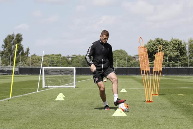 Sheffield United Jack O'Connell takes part in phase one of the Premier League return to training programme: Simon Bellis/Sportimage