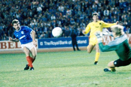 He jokes  he wasn't so familiar with the UEFA Cup but his second goal also came in the competition, against Finnish goalkeeper Mika  Malinen in an Ibrox rout.