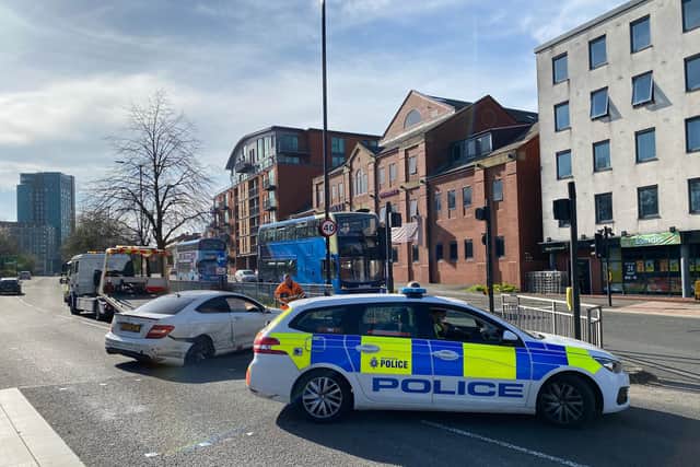 A serious collision involving a white Mercedes has taken place on St Mary's Road.