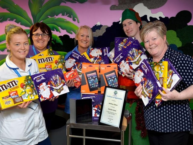 Chocolate donations to youngsters on the Children’s Ward in 2017.