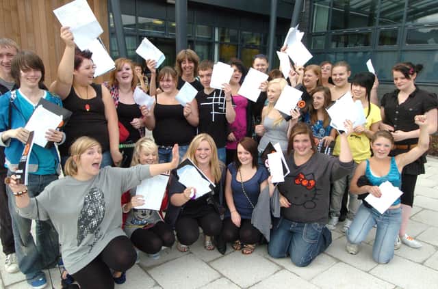 Students celebrating their results at Yewlands School, Grenoside in August 2009