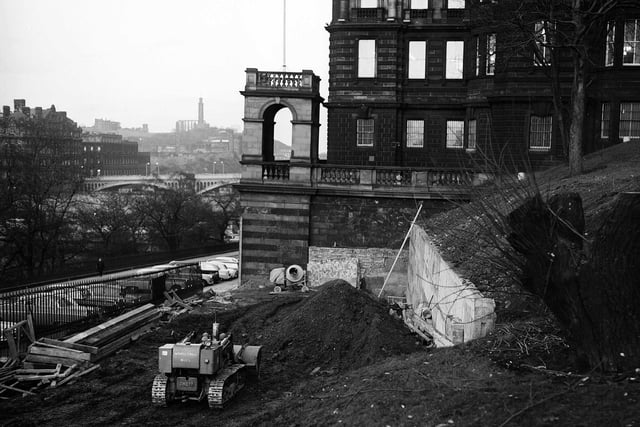 Excavations at the Mound in February 1964.