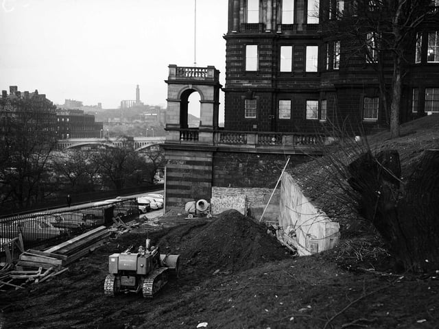 Excavations at the Mound in February 1964.