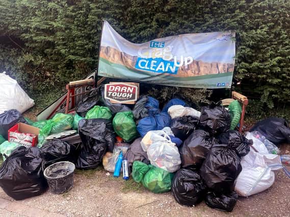 Some of the rubbish collected by the Crag Clean Up team.