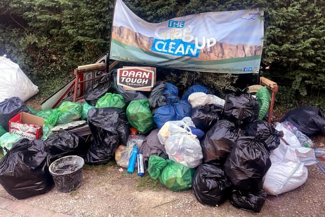 Some of the rubbish collected by the Crag Clean Up team.