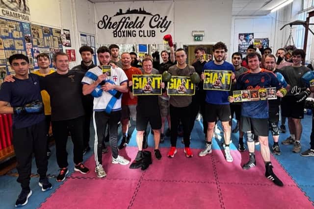 Sheffield City Boxing Club show off their Giant poster
