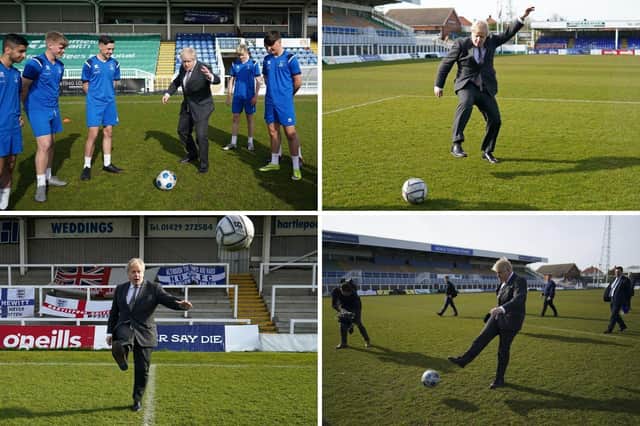 Boris Johnson campaigning through the medium of football in Hartlepool