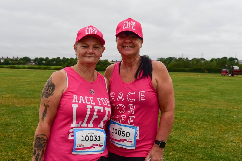 Maxine Robson and Julie Hair of Sunderland at The Race for Life at Herrington Country Park, on Sunday.