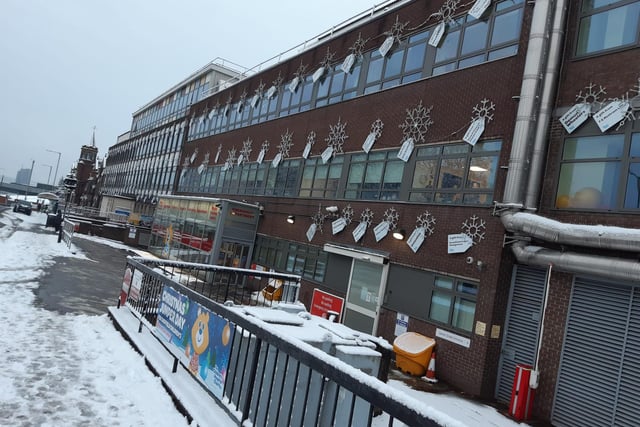 Sheffield Children's Hospital in the snow