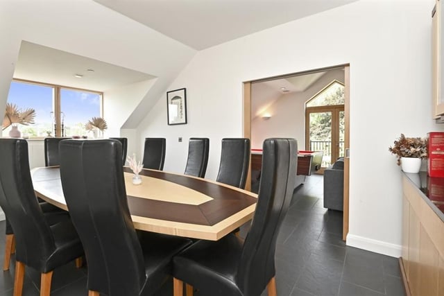 The apartment's dining room can seat a number of people, making it the perfect hosting space for when you have friends round, or when you're serving up a feast.