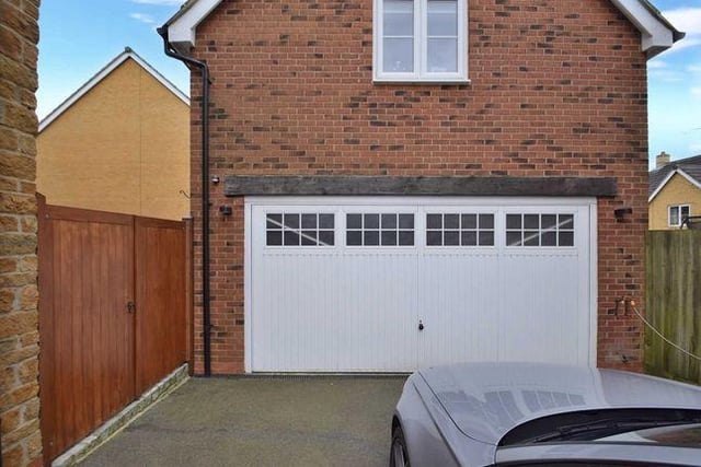 The double garage offers parking and storage. A small part of it has been utilised to house a bathroom for the detached annexe above. There is a courtesy door to the annexe from the main garage and access from the garden