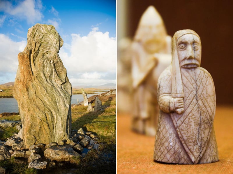 The Isle of Lewis in the Outer Hebrides was taken over by the Vikings between the 8th and 9th centuries. Bostadh (note the Norse name) in the north of the island is thought to have been a busy harbour and trading post. In 1831, a hoard of distinctive 12th century chess pieces were discovered at Camas Uig bay. Made out of walrus ivory and whale teeth and thought to have been brought over from Norway, the artefacts are considered one of the greatest archaeological finds in Britain's history.