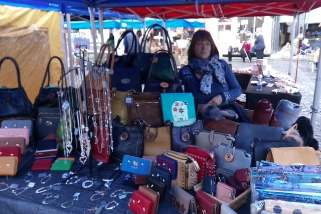 Judy Gibbs is a regular at Alnwick Market with her range of handbags, purses and jewellery.
