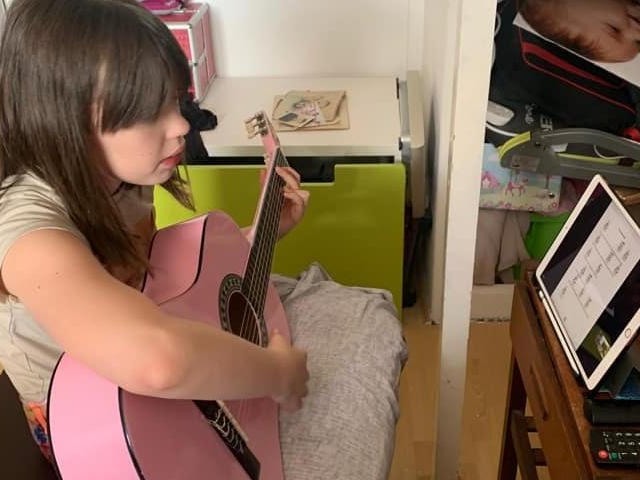 Everything went online this year including guitar lessons. Thanks Dawn Hall for sharing.