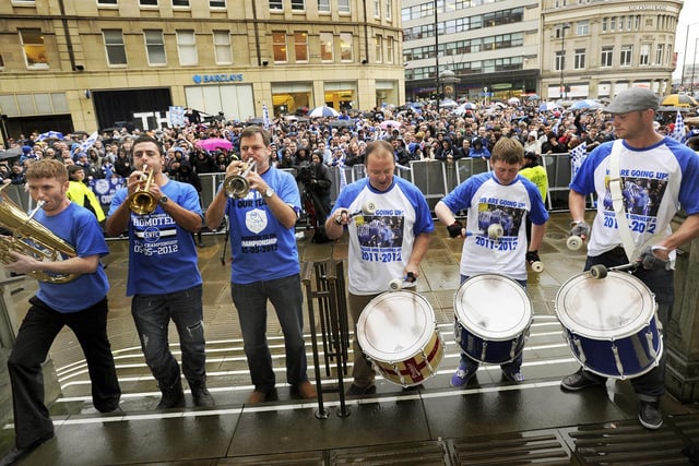 The Sheffield Wednesday Band entertains the crowds at the Owls Civic Reception... May 9, 2012