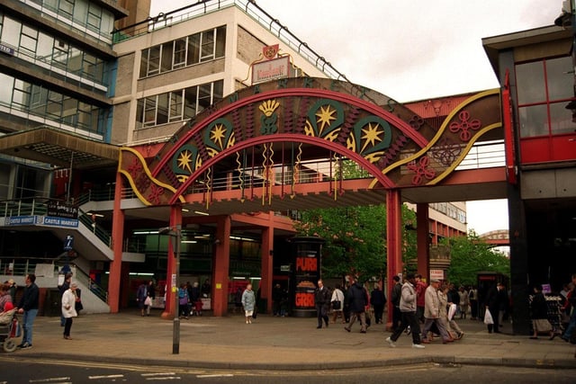 A view of the entrance way to the Castle Market, Sheffield, April 1997
