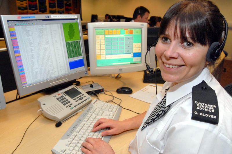 Carmen Glover working at the police's 999 control room at Sherwood Lodge.