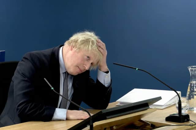 Boris Johnson giving evidence. (Picture: UK Covid-19 Inquiry/PA Wire)
