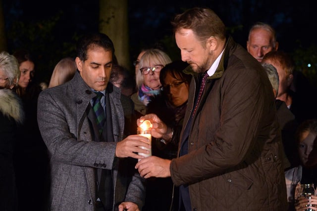 Chesterfield MP Toby Perkins with Gracie's family's lawyer Sajad Chaudhury - both spoke at the service about the events leading to Gracie's death
